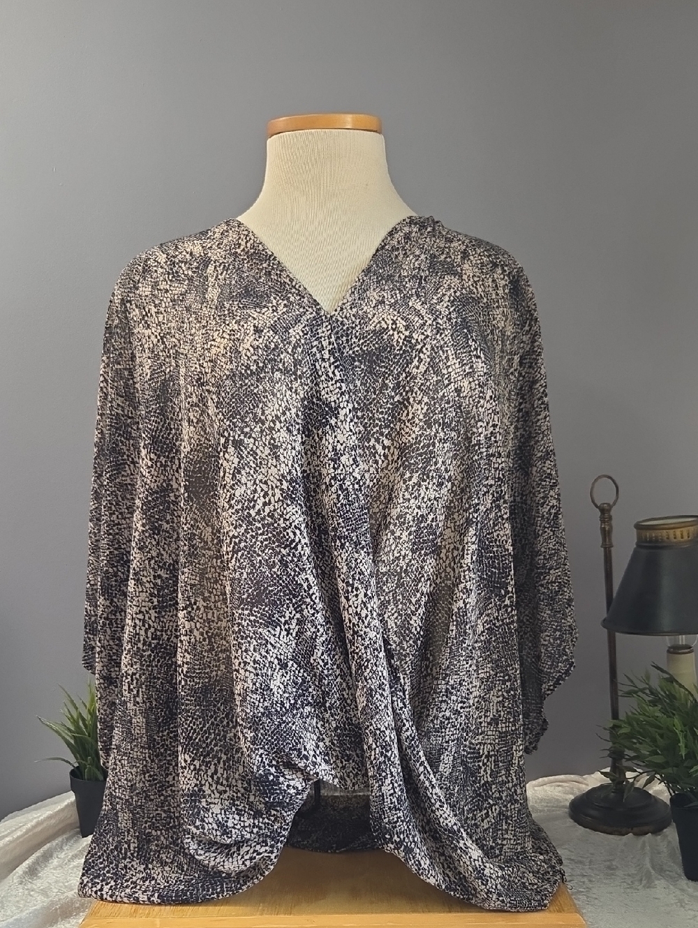 Maurices Snakeskin Print Draped V-Neck Tunic